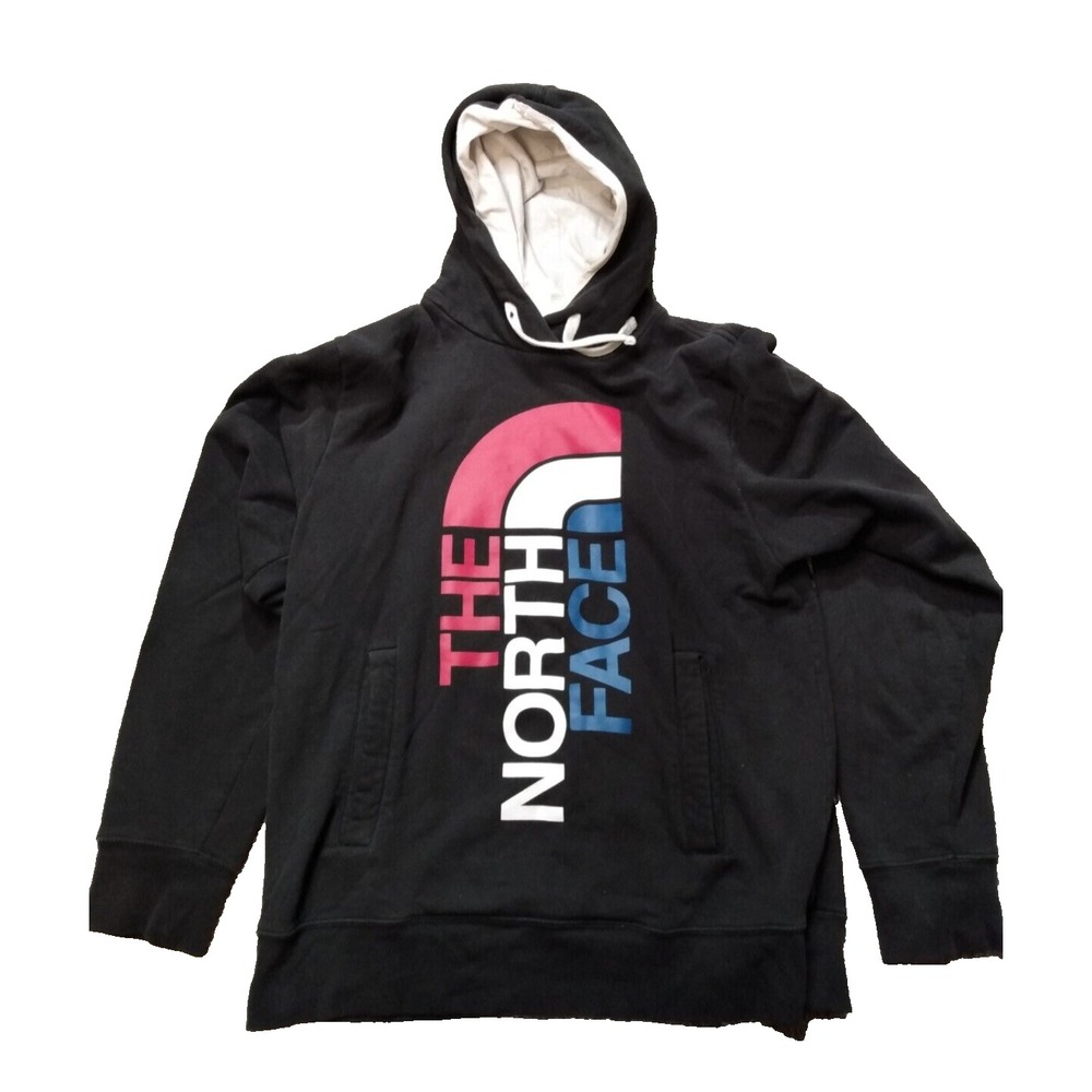 The North Face Mens Small Black Hoodie Colorblock Trivert Logo Sweatshirt